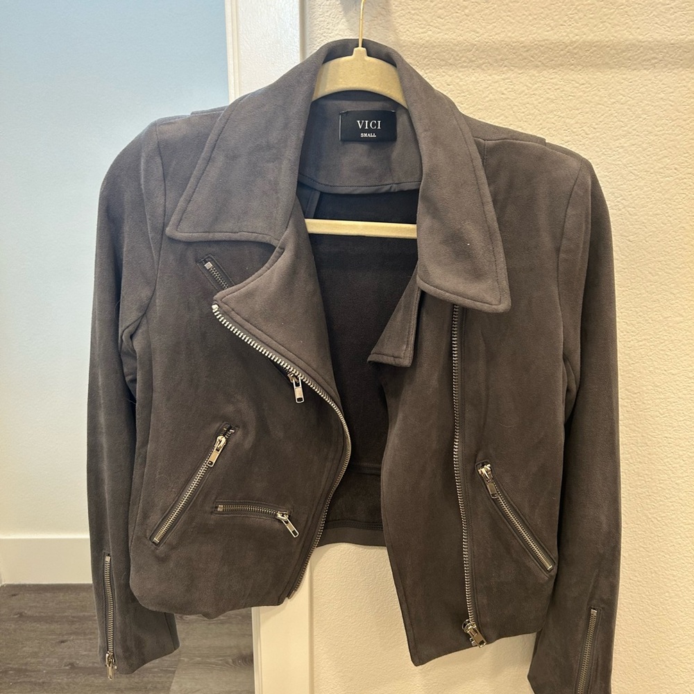 Vici Charcoal Leather Jacket